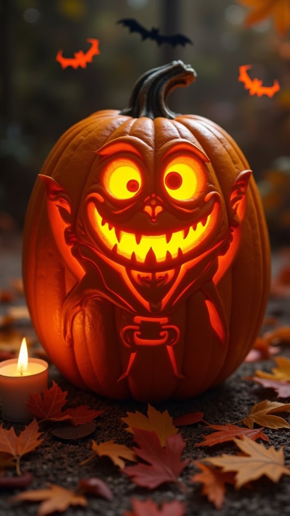 cartoonish dracula pumpkin carving