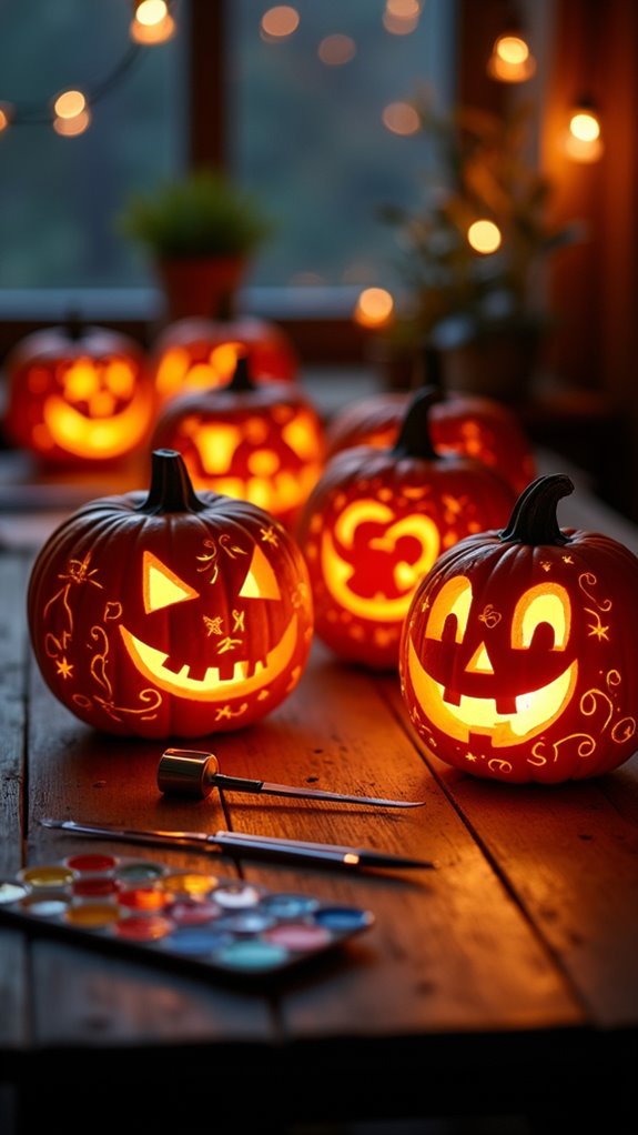 carved pumpkin lantern creation