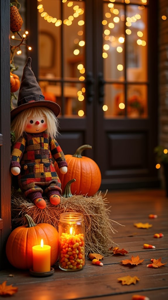 charming autumn scarecrow display
