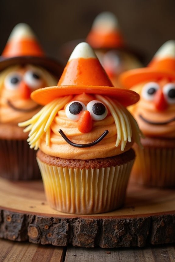 charming halloween scarecrow cupcakes