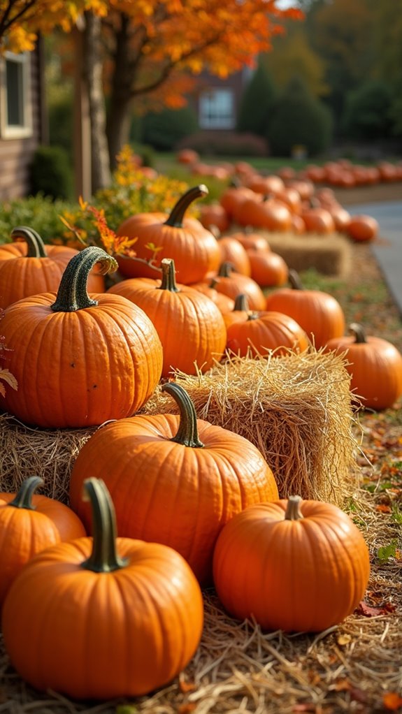 charming pumpkin hay bale arrangement