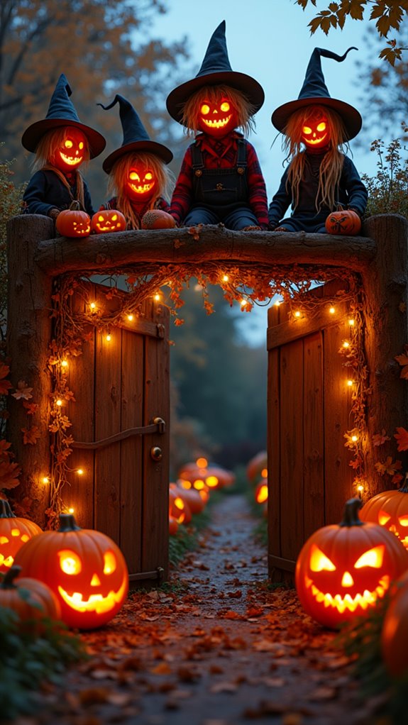 charming scarecrows greet guests
