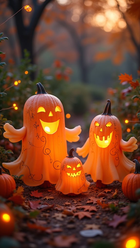 cheerful carved ghost family