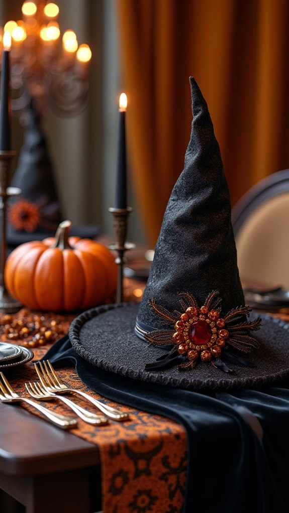 chic halloween witch hat display