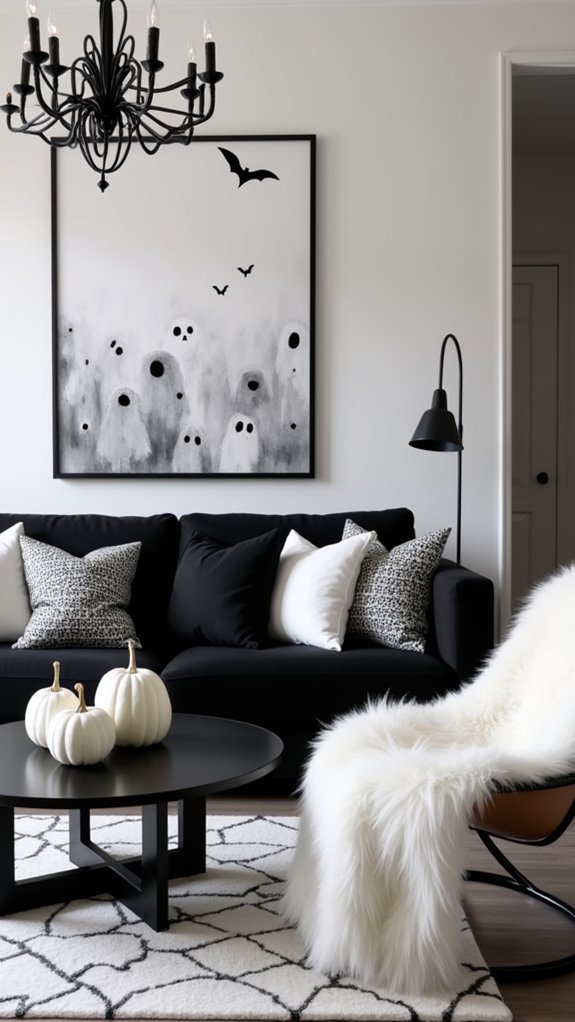 chic monochrome halloween decor