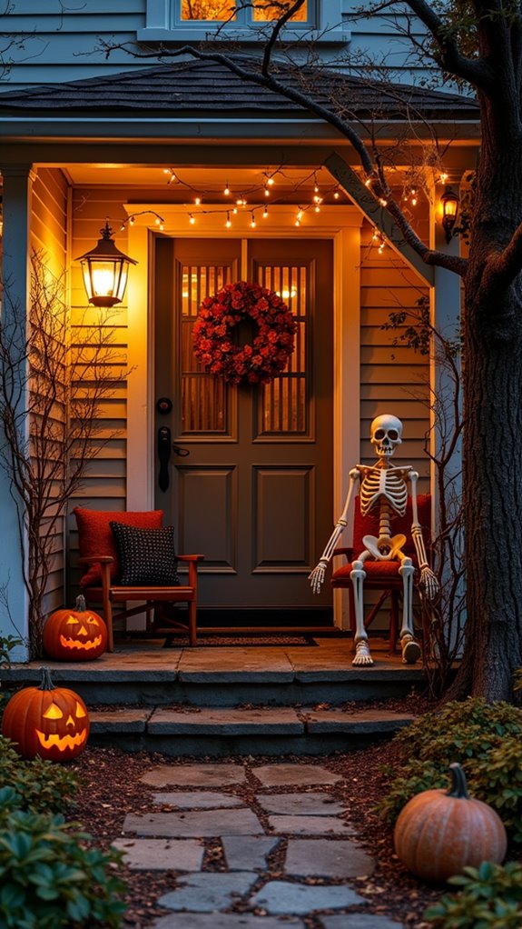chilling skeletons create ambiance