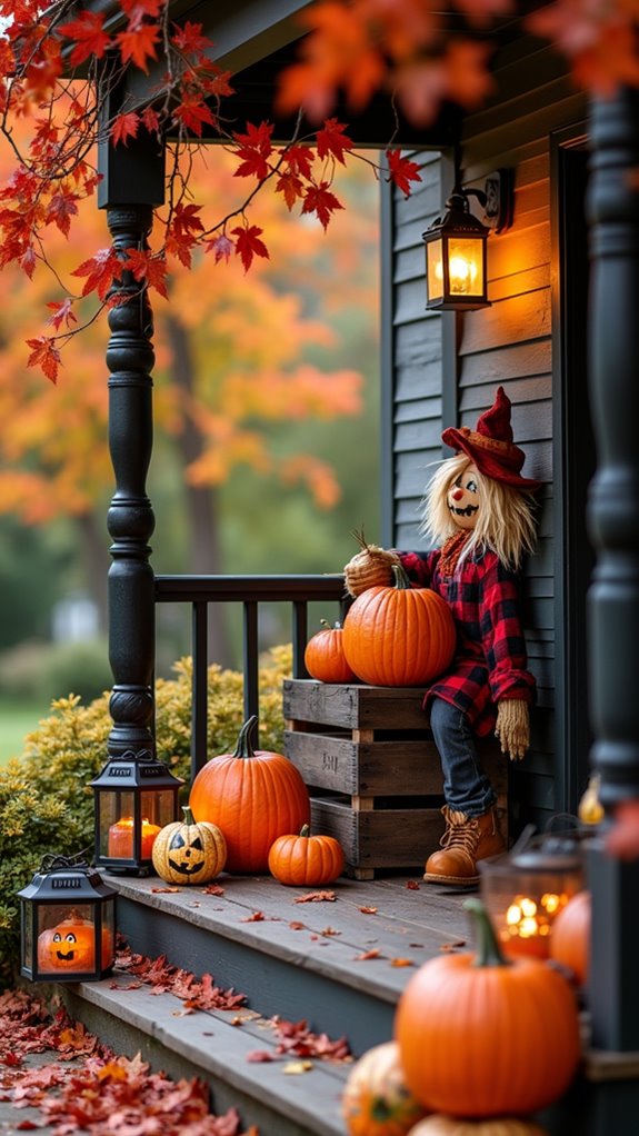 colorful autumn porch decor