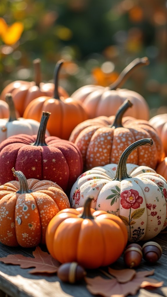 colorful fabric pumpkin decor