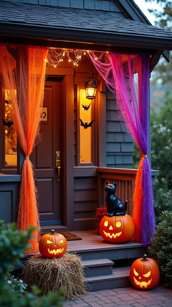 colorful halloween porch decorations