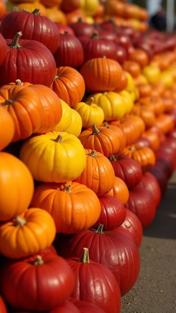 colorful ombre pumpkin arrangement