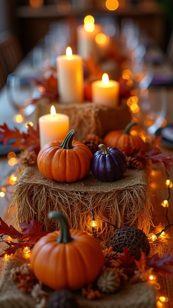 cozy autumn hay bale centerpiece