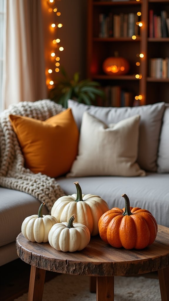 cozy chic pumpkin decor arrangement