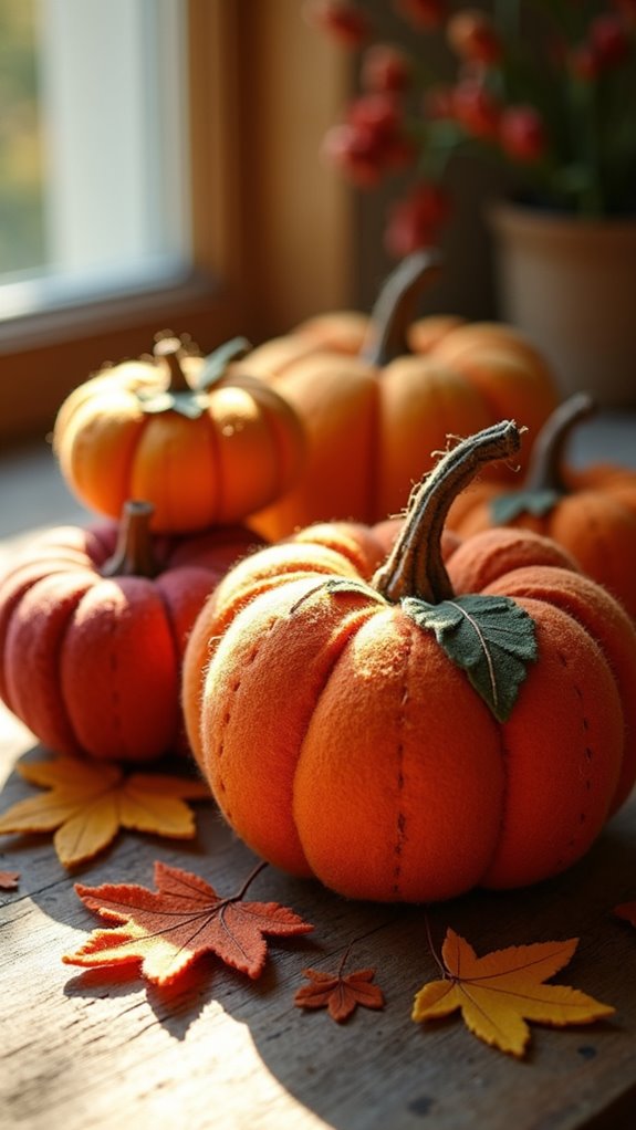cozy colorful felt pumpkins