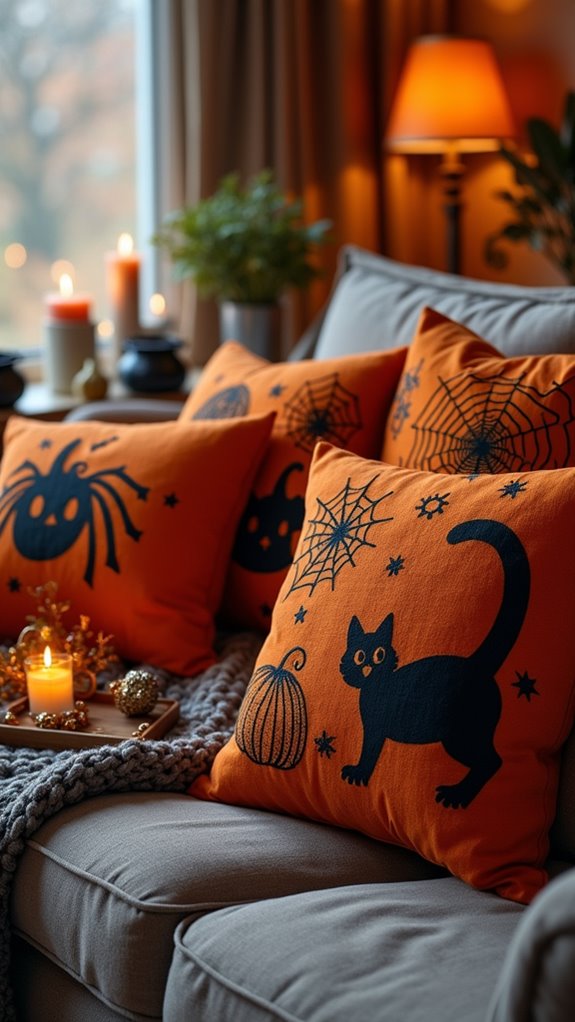cozy halloween decor pillows
