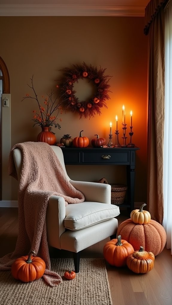 cozy halloween entryway decor
