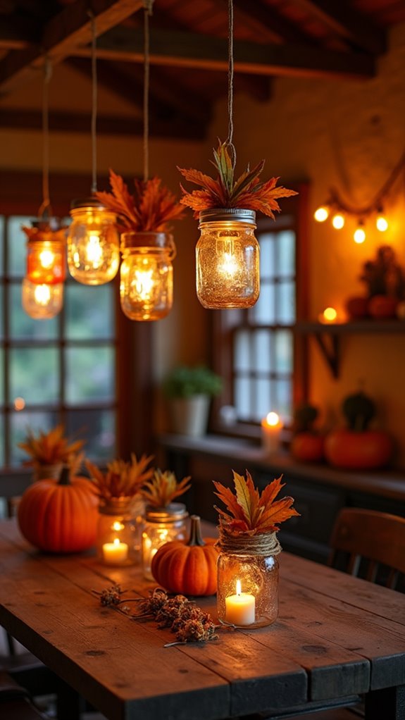 cozy halloween mason jar lanterns