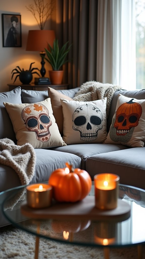 cozy halloween pillow decor