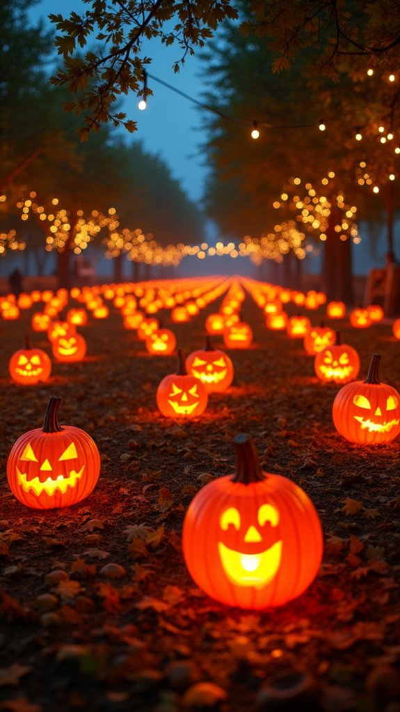 cozy illuminated pumpkin display
