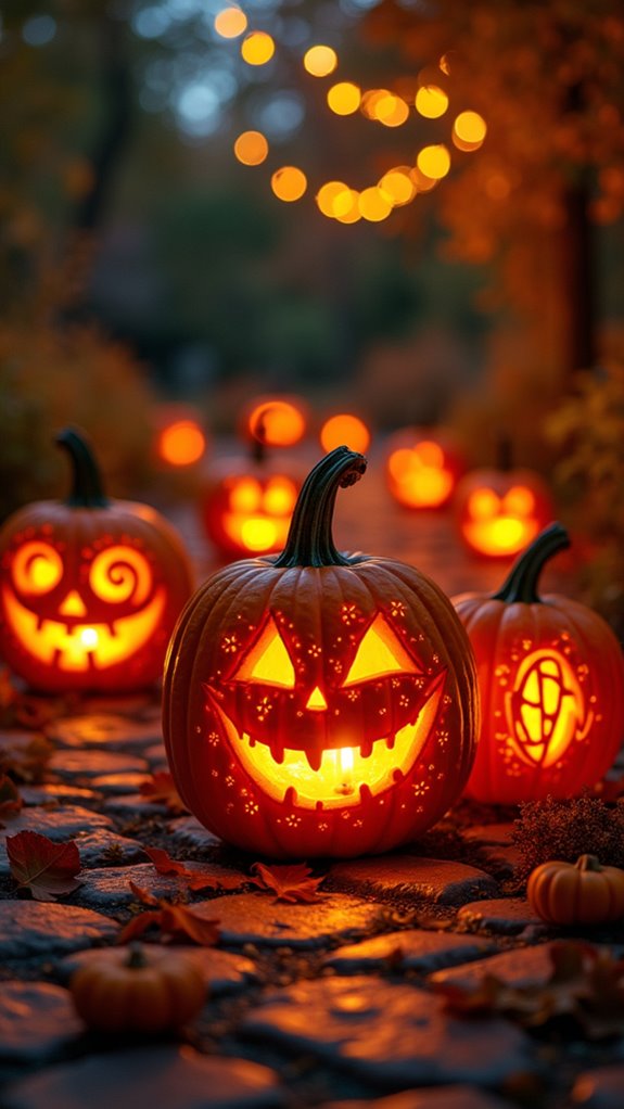 cozy outdoor pumpkin lanterns