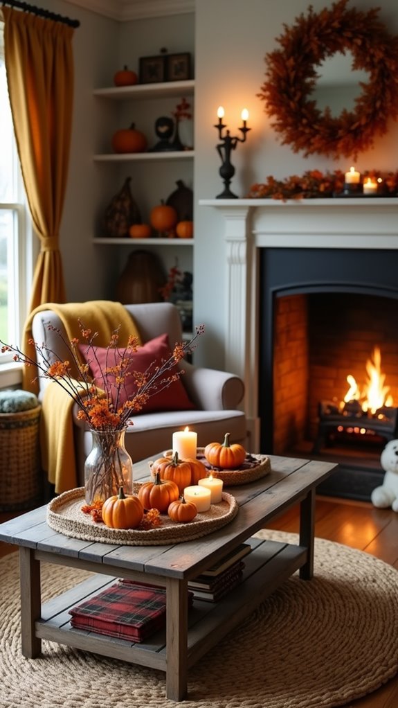cozy plaid halloween decor