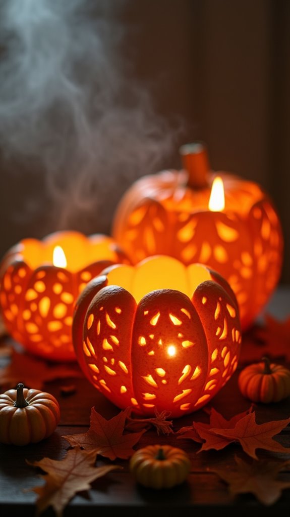 cozy pumpkin candle holders