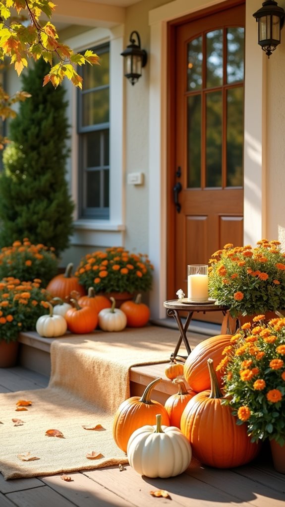 cozy pumpkin porch decor