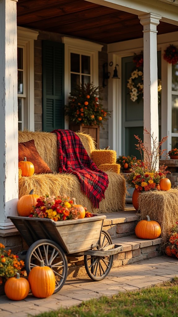 cozy straw bale seating