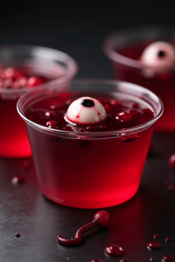 creepy cranberry gelatin cups