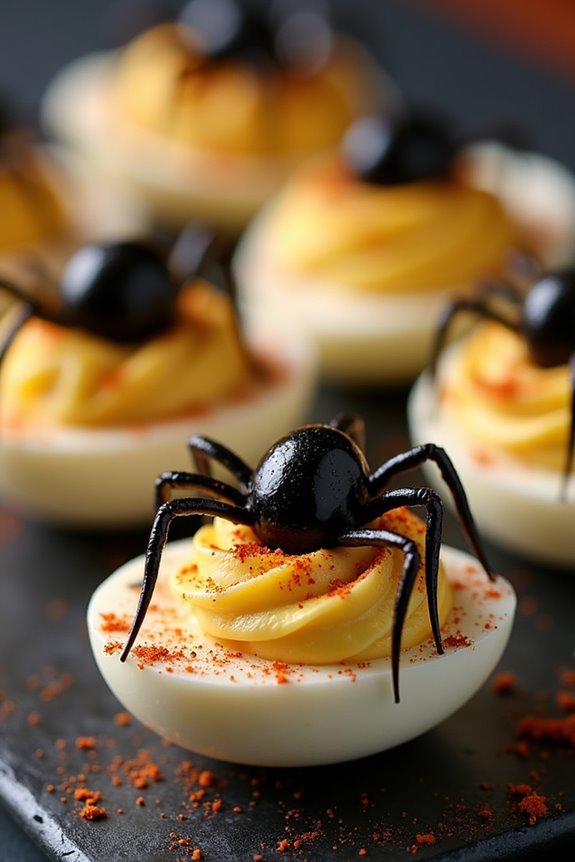 creepy crawly deviled eggs