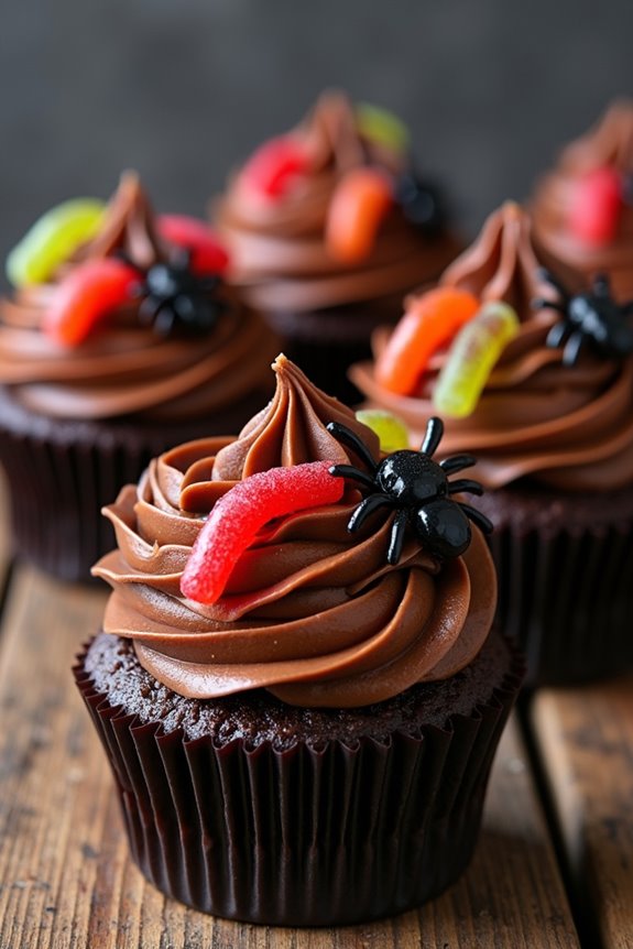 creepy crawly halloween cupcakes