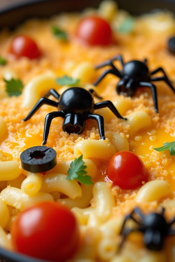 creepy crawly halloween mac and cheese