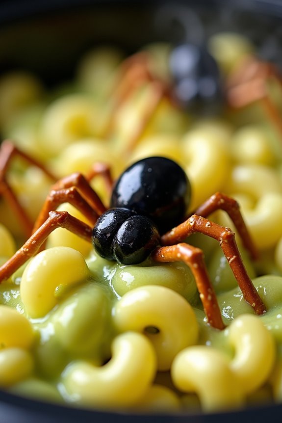 creepy crawly halloween mac and cheese