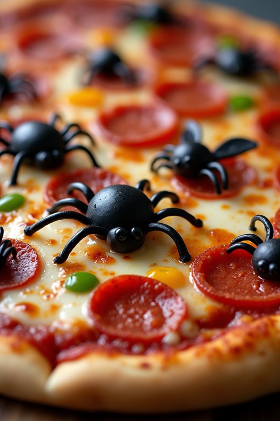 creepy crawly halloween pizza