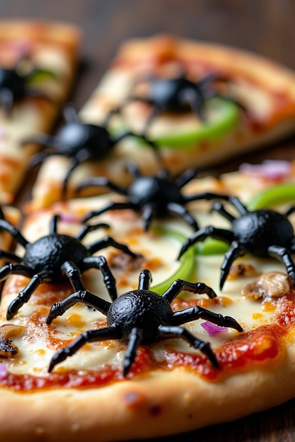 creepy crawly halloween pizzas