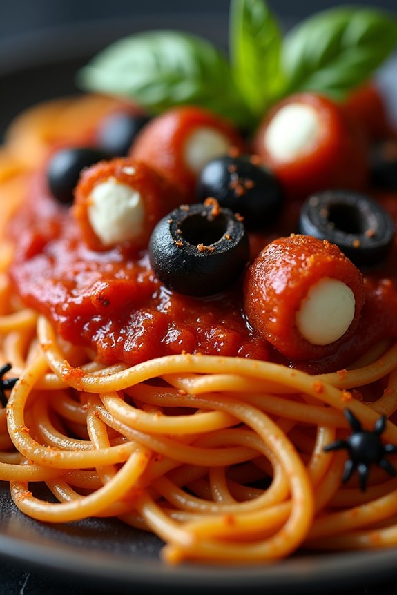 creepy crawly halloween spaghetti