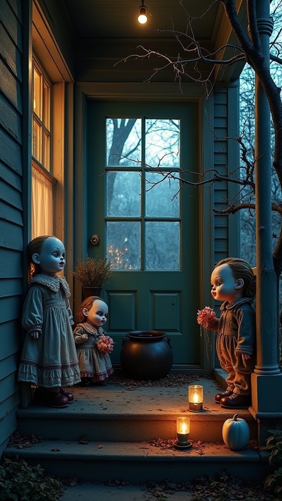 creepy dolls haunt halloween porch