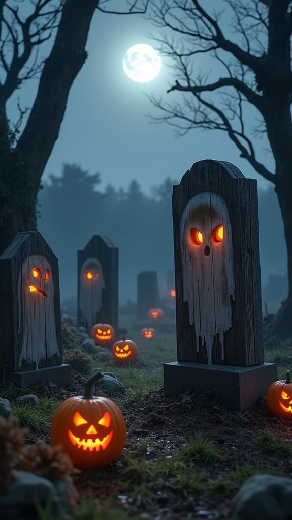 creepy graveyard halloween scene