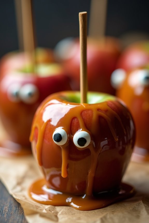 creepy halloween caramel apples