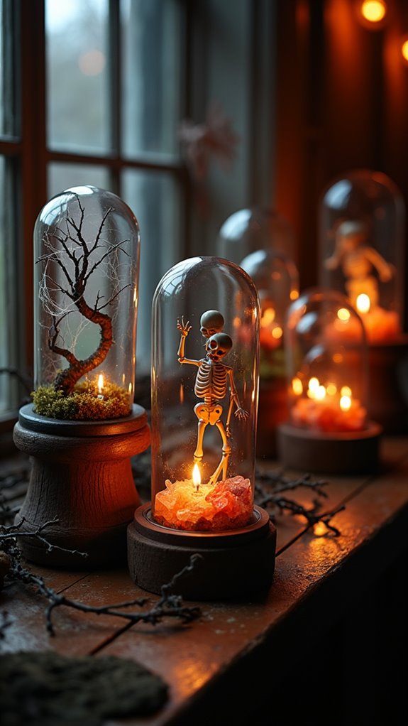 creepy halloween cloche displays