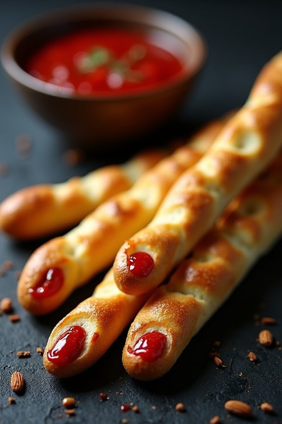 creepy halloween finger breadsticks