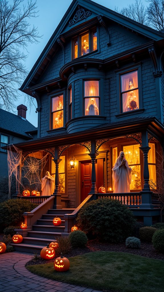 eerie halloween window displays