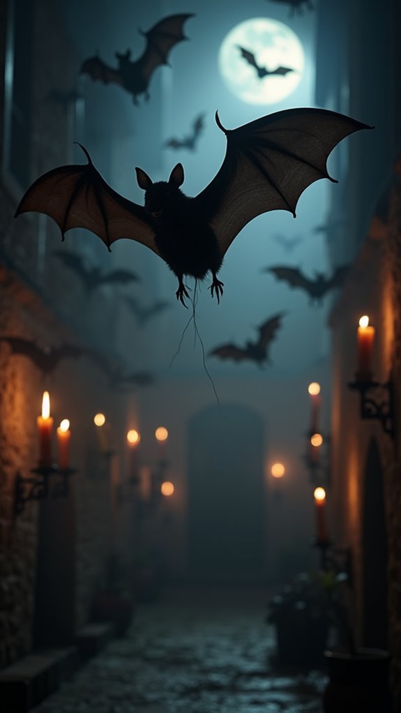 eerie hanging bats decoration
