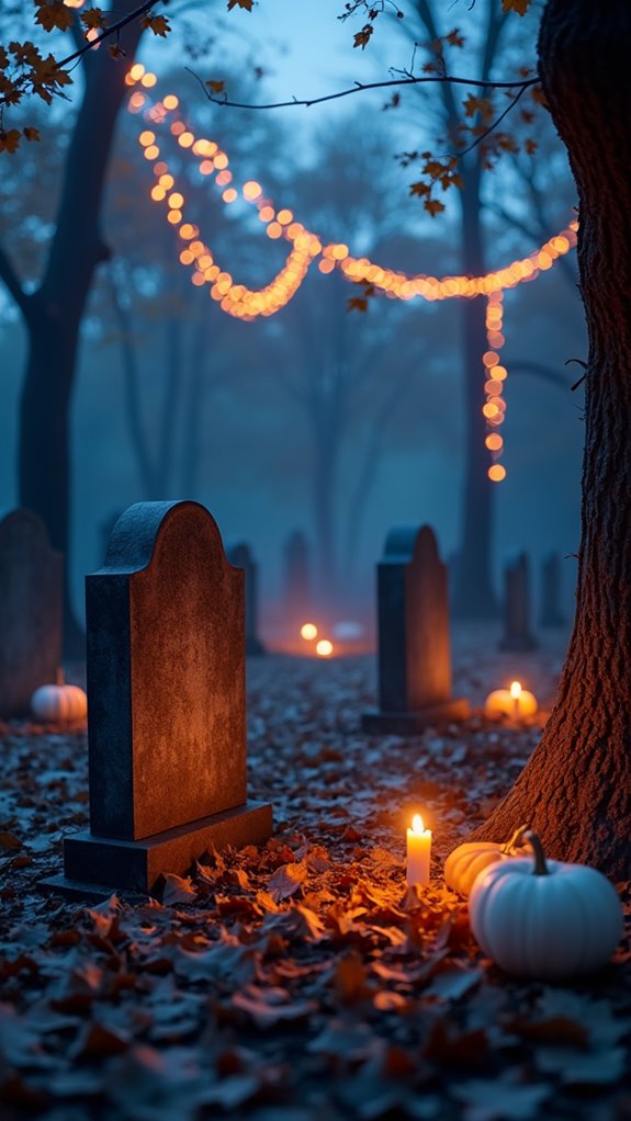 eerie illuminated halloween tombstones