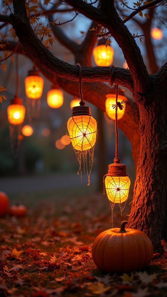 eerie illuminated spider webs