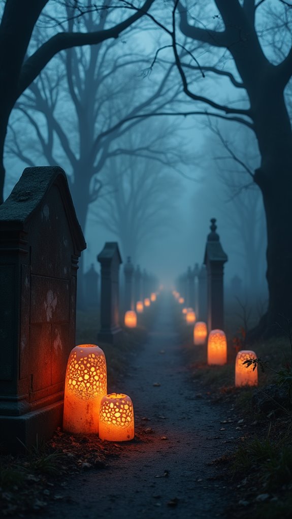 eerie lanterns guide footsteps