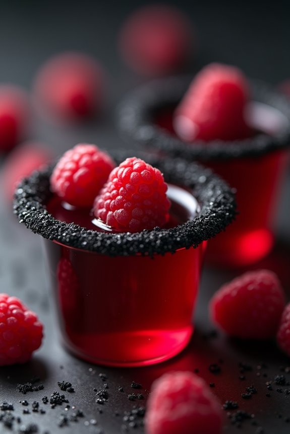 eerie raspberry jello shots