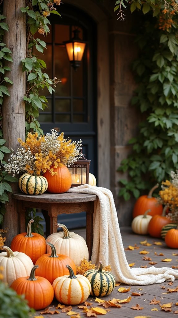 elegant autumn pumpkin display