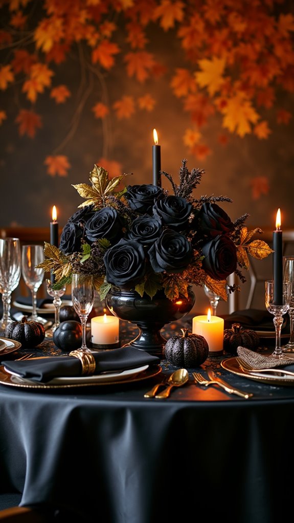 elegant black and gold centerpiece