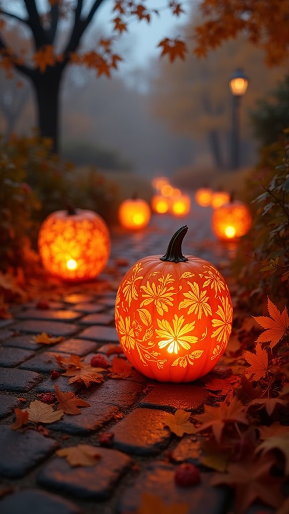 elegant floral pumpkin carvings