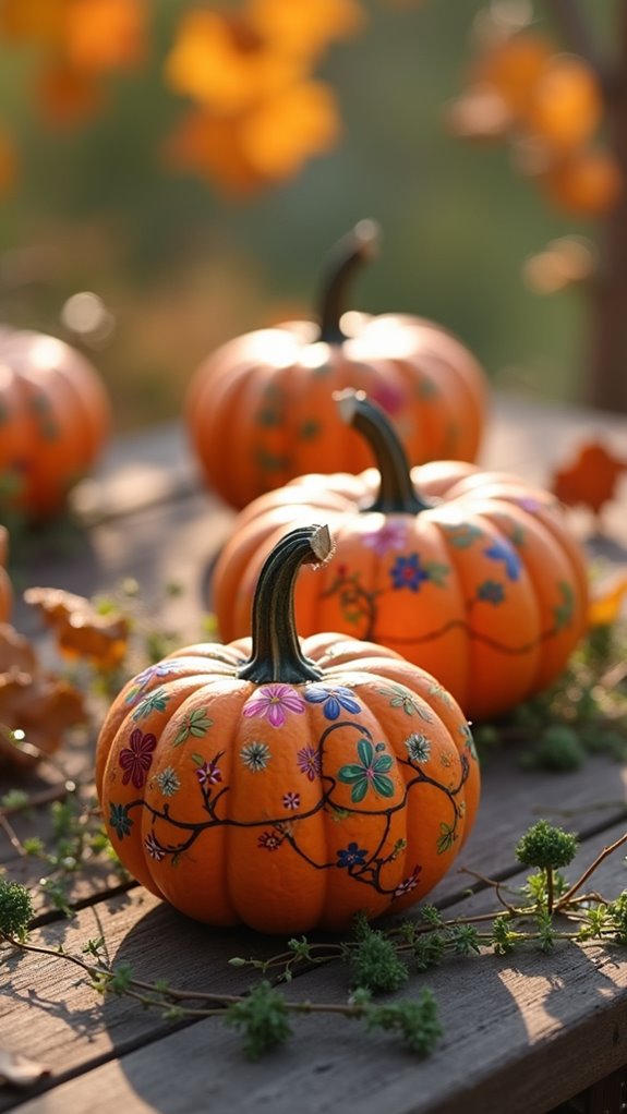 elegant floral pumpkin painting